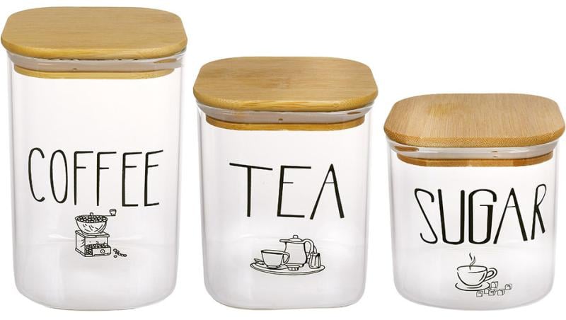 Набор из стеклянных банок Rauma с деревянными крышками 3 шт. 700/900/1200 мл