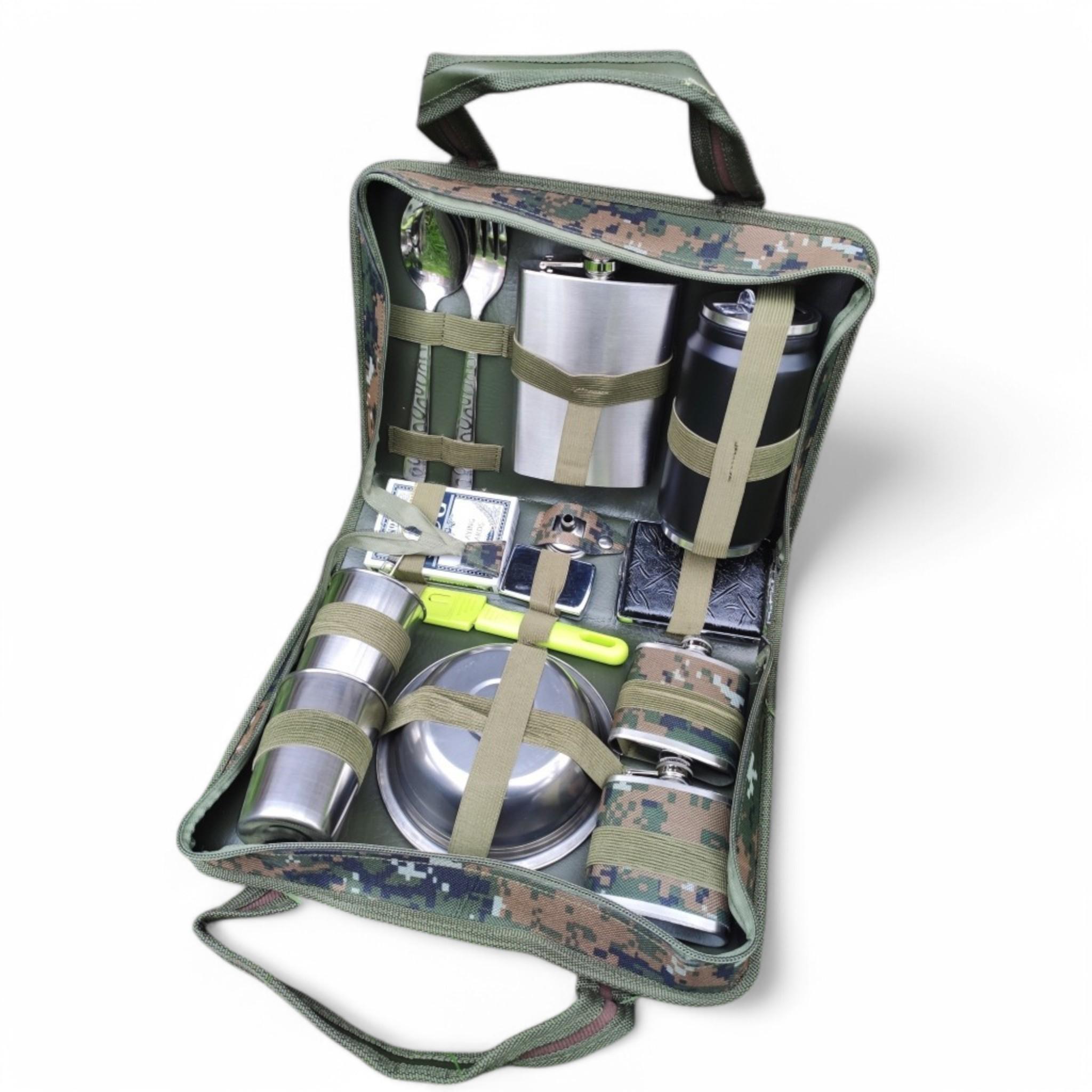 Набор туристический Tourist Set B 15в1 с флягой 266 мл в камуфляжном кейсе (T_FB-B)