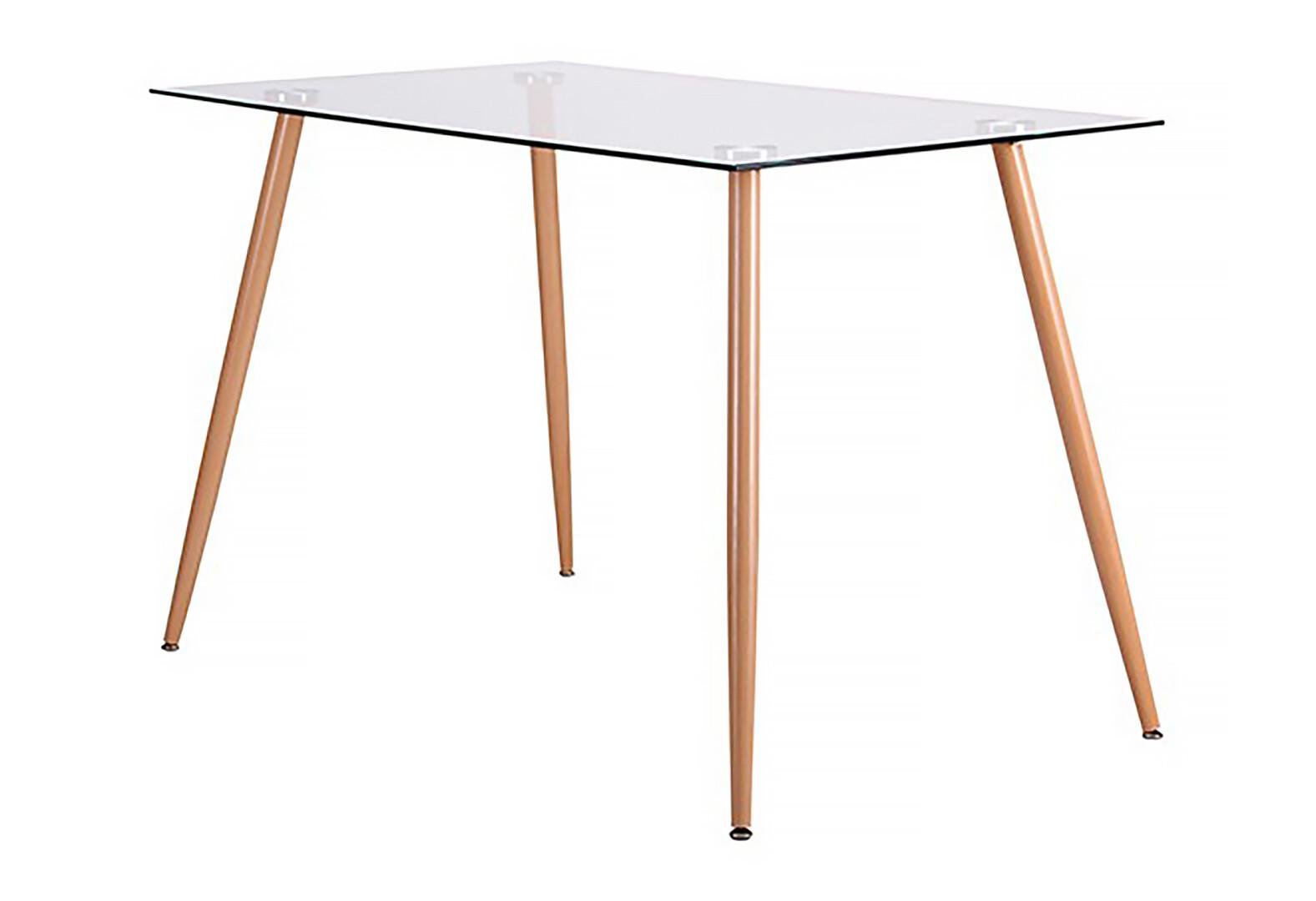 Обеденный стол AMF Умберто 760х1200х700 мм сталь/стекло Бук/Прозрачный