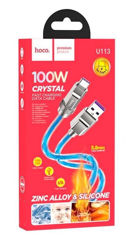 Кабель Hoco U113 силіконовий USB-Type-C Blue