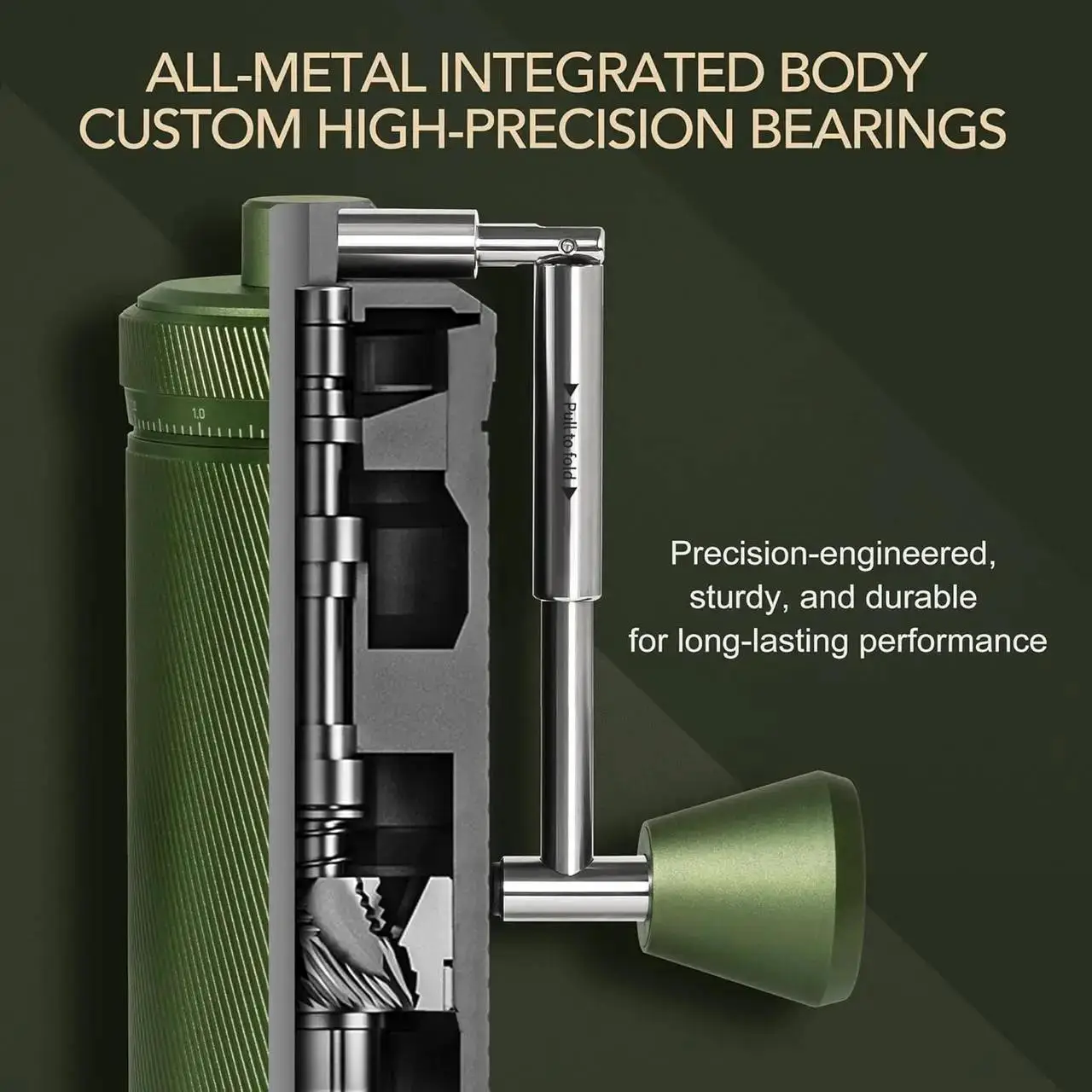 Кофемолка ручная Timemore Chestnut S3 Grinder Green с коническими стальными жерновами (TS3GR) - фото 8 Кофемолка ручная Timemore Chestnut S3 Grinder Green с коническими стальными жерновами (TS3GR) - фото 8