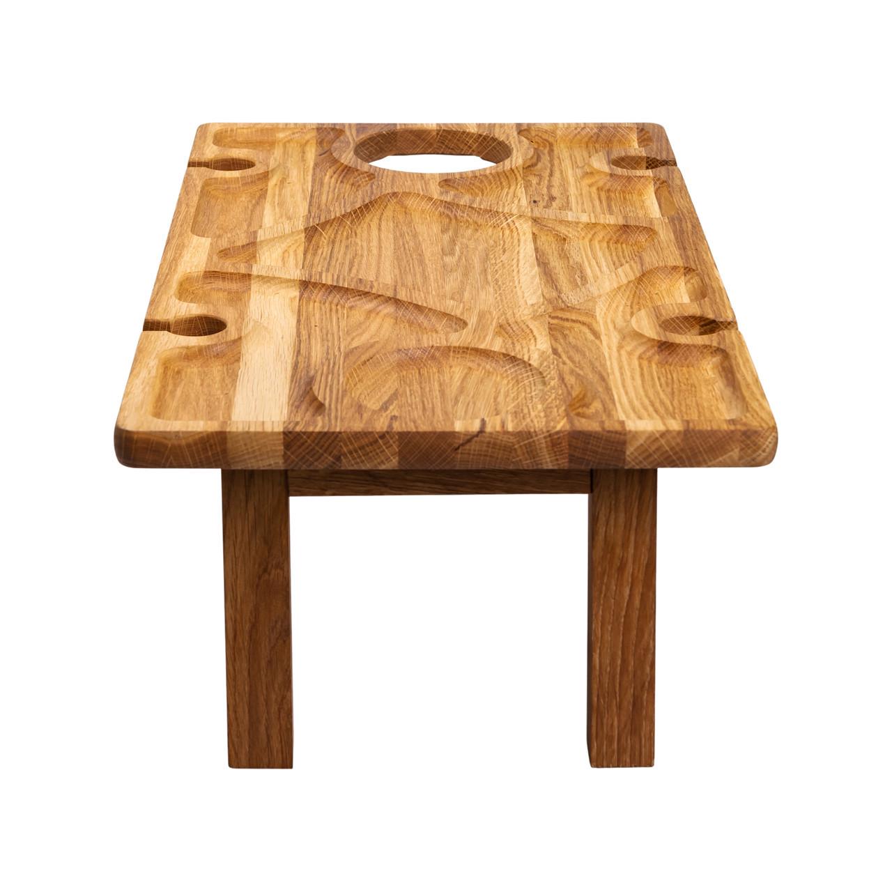 Столик-менажниця винний з дерева прямокутний на ніжках дуб 50х30 см - фото 2 Столик-менажниця винний з дерева прямокутний на ніжках дуб 50х30 см - фото 2