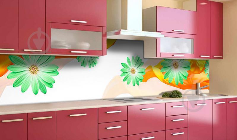 Наклейка виниловая кухонный фартук Zatarga "Зеленые Цветы" 600х3000 мм