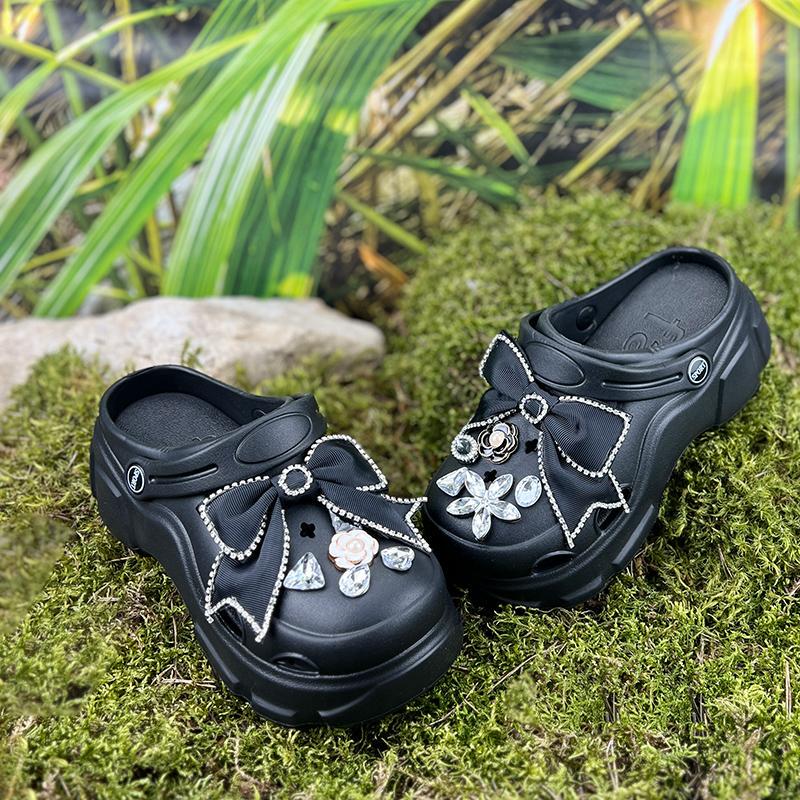 Крокси жіночі Е-0010280-2 з джибітсами на платформі p. 39 24,5-25 см Чорний (77032976)