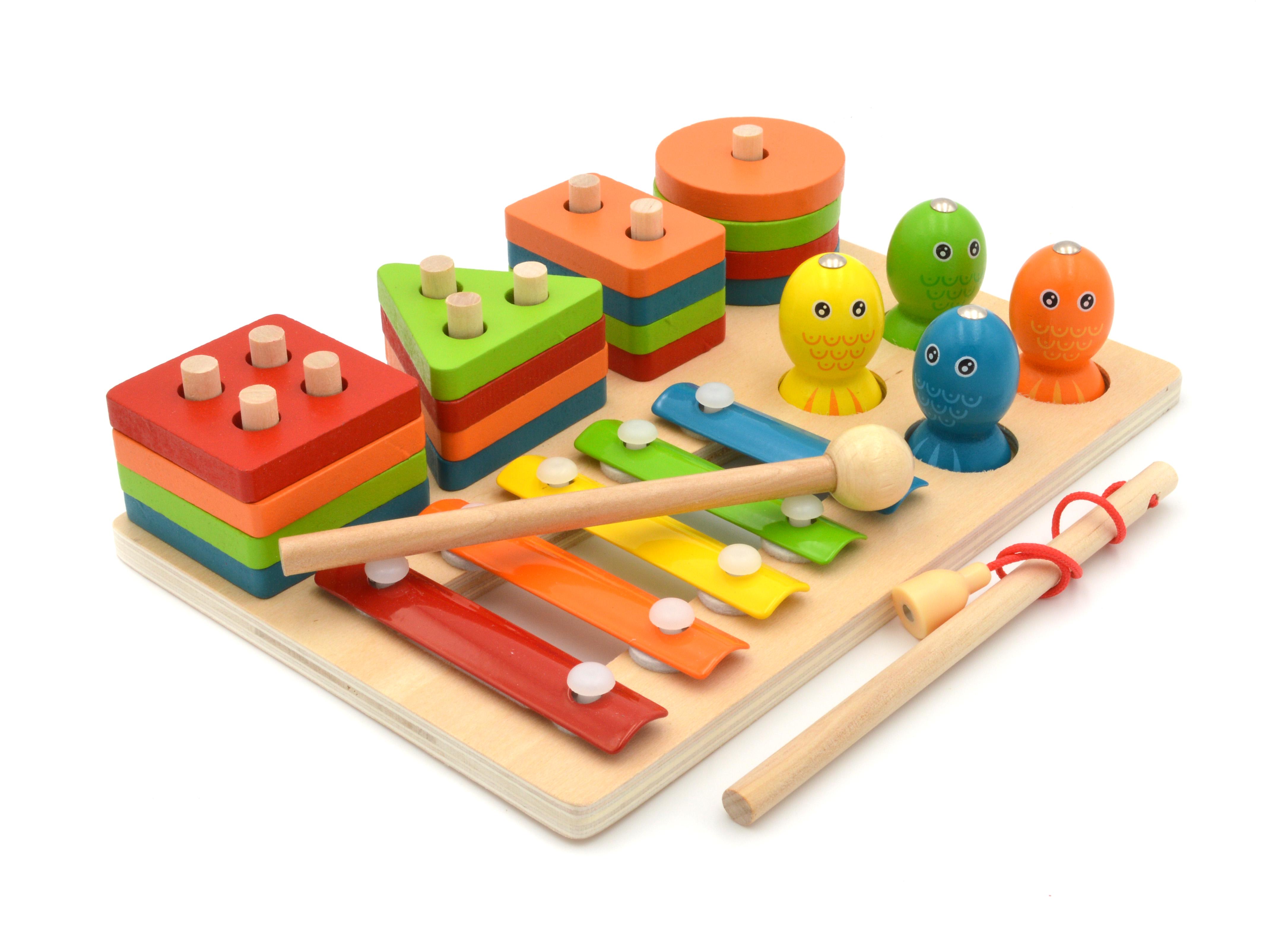 Дошка логічна дерев'яна сортер-пірамідка/ксилофон/риболовля/форми/кольори (74245) - фото 3 Дошка логічна дерев'яна сортер-пірамідка/ксилофон/риболовля/форми/кольори (74245) - фото 3