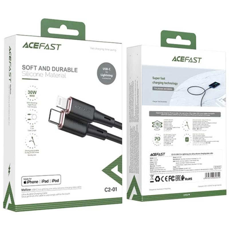 Кабель дата Acefast MFI C2-01 USB-C to Lightning 1,2 м Black (00000065915_1) - фото 6 Кабель дата Acefast MFI C2-01 USB-C to Lightning 1,2 м Black (00000065915_1) - фото 6