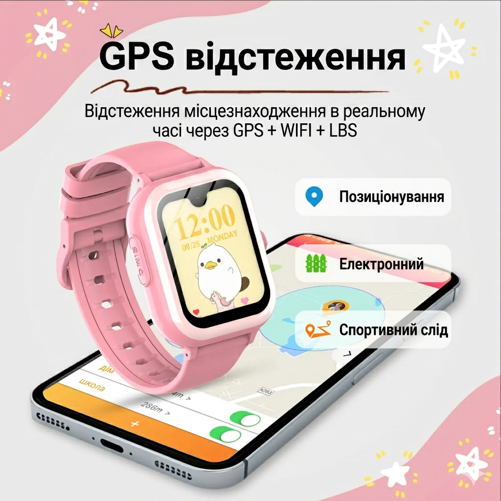 Смарт-часы для детей Wonlex KT31 Amoled 8GB с GPS Pink — фото 9