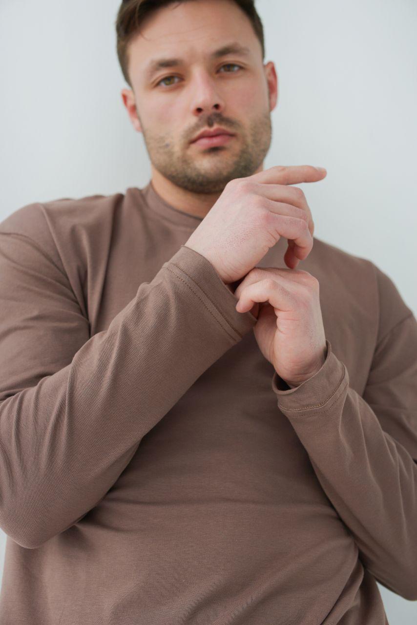 Лонгслив мужской Базовый р. 48-50 Шоколадный (14-3308 12) - фото 2 Лонгслив мужской Базовый р. 48-50 Шоколадный (14-3308 12) - фото 2