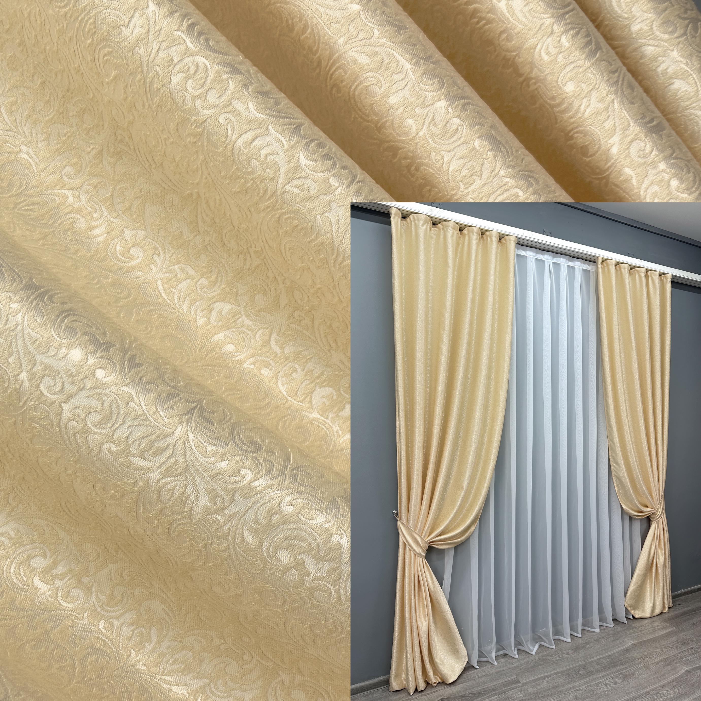 Комплект штор VR-Textil № 1727ш жаккард 150х285 см 2 шт. Кремовый (33-0649) - фото 5 Комплект штор VR-Textil № 1727ш жаккард 150х285 см 2 шт. Кремовый (33-0649) - фото 5