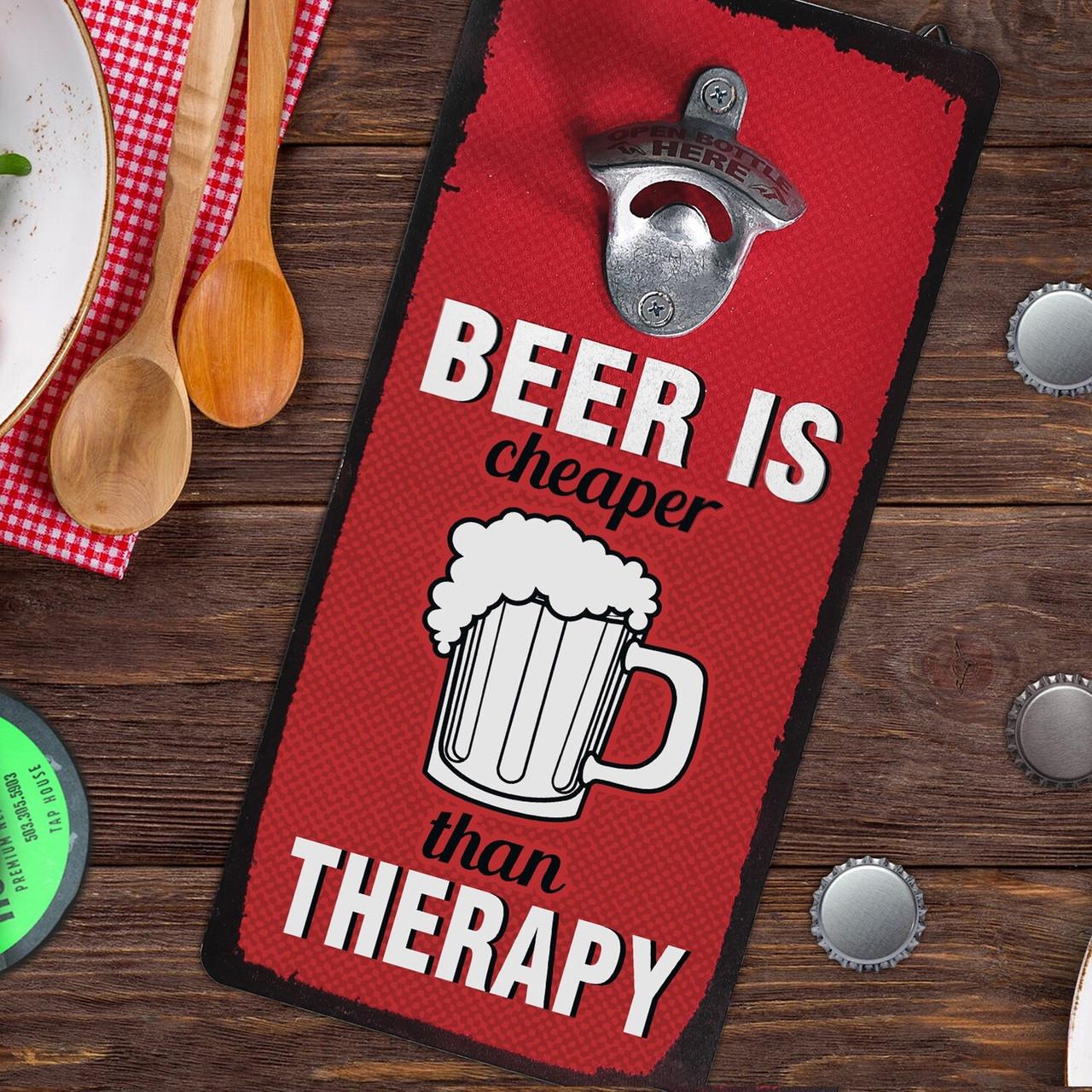 Открывалка настенная для бутылок Presentville "Beer is cheaper than therapy" (ODP_20J002)