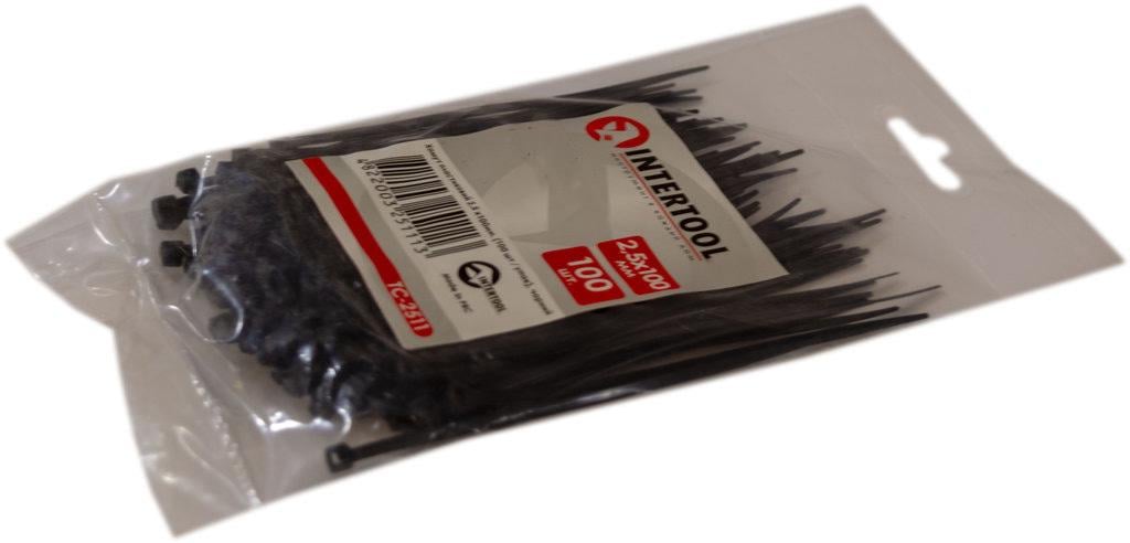 Хомут пластиковый Intertool 2,5x100 мм 100 шт. Черный (000028411) - фото 3 Хомут пластиковый Intertool 2,5x100 мм 100 шт. Черный (000028411) - фото 3
