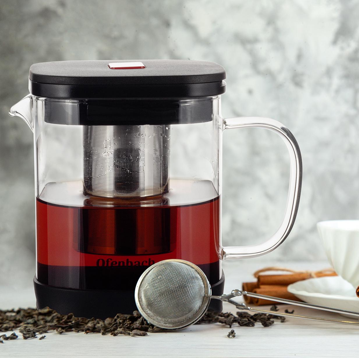 Заварочный чайник со съемным ситечком Ofenbach KM-100612М из термостойкого стекла 1000 мл Прозрачный (150-84-100612М) - фото 11 Заварочный чайник со съемным ситечком Ofenbach KM-100612М из термостойкого стекла 1000 мл Прозрачный (150-84-100612М) - фото 11