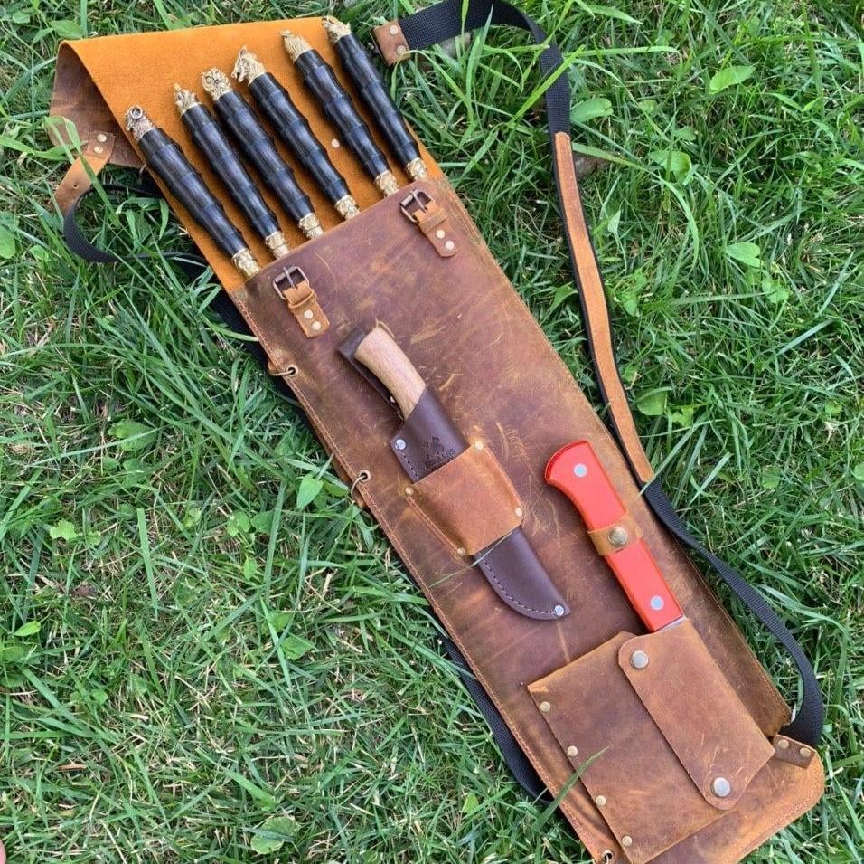 Набір шампурів Ковбой Звірі Gorillas BBQ в шкіряному чохлі