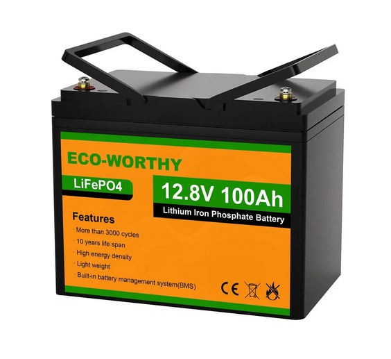 Батарея аккумуляторная для ИБП ECO-WORTHY LiFePO4 12,8V 100 Ah 1280Wh с Bluetooth