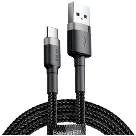 Кабель Baseus Cafule Cable USB for Type-C 3A 1 м Gray/Black (CATKLF-BG1)