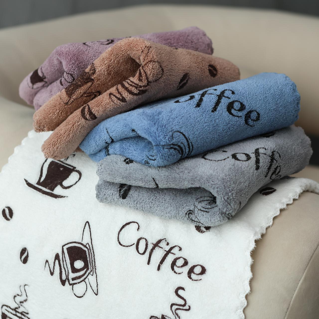 Набор кухонных салфеток Coffee микрофибра 5 шт. 50х25 см Голубой (848)