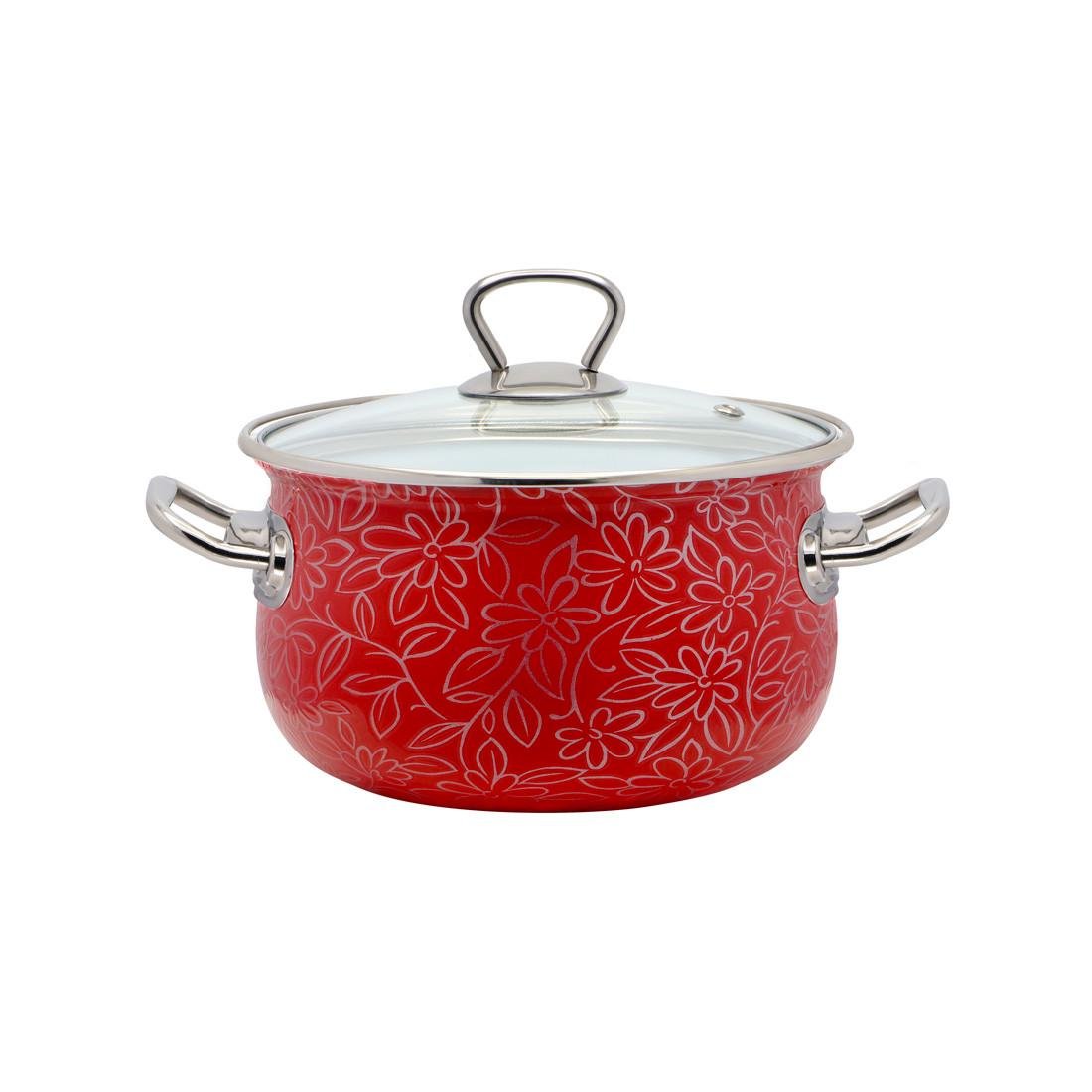 Каструля емальована Ажур 3,1 л Червоний (2598B)