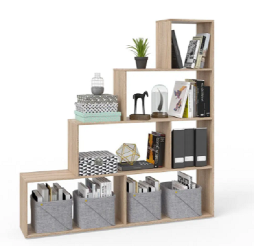 Стеллаж лесенка для гостиной с ячейками на 6 ячеек Дуб сонома (P57б) - фото 2