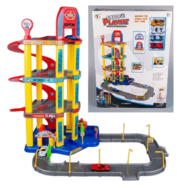 Игровой набор Garage Playset Гараж Паркинг с лифтом 4 авто 4 этажа автомойка заправка мастерская (G_Р 8288А-2)