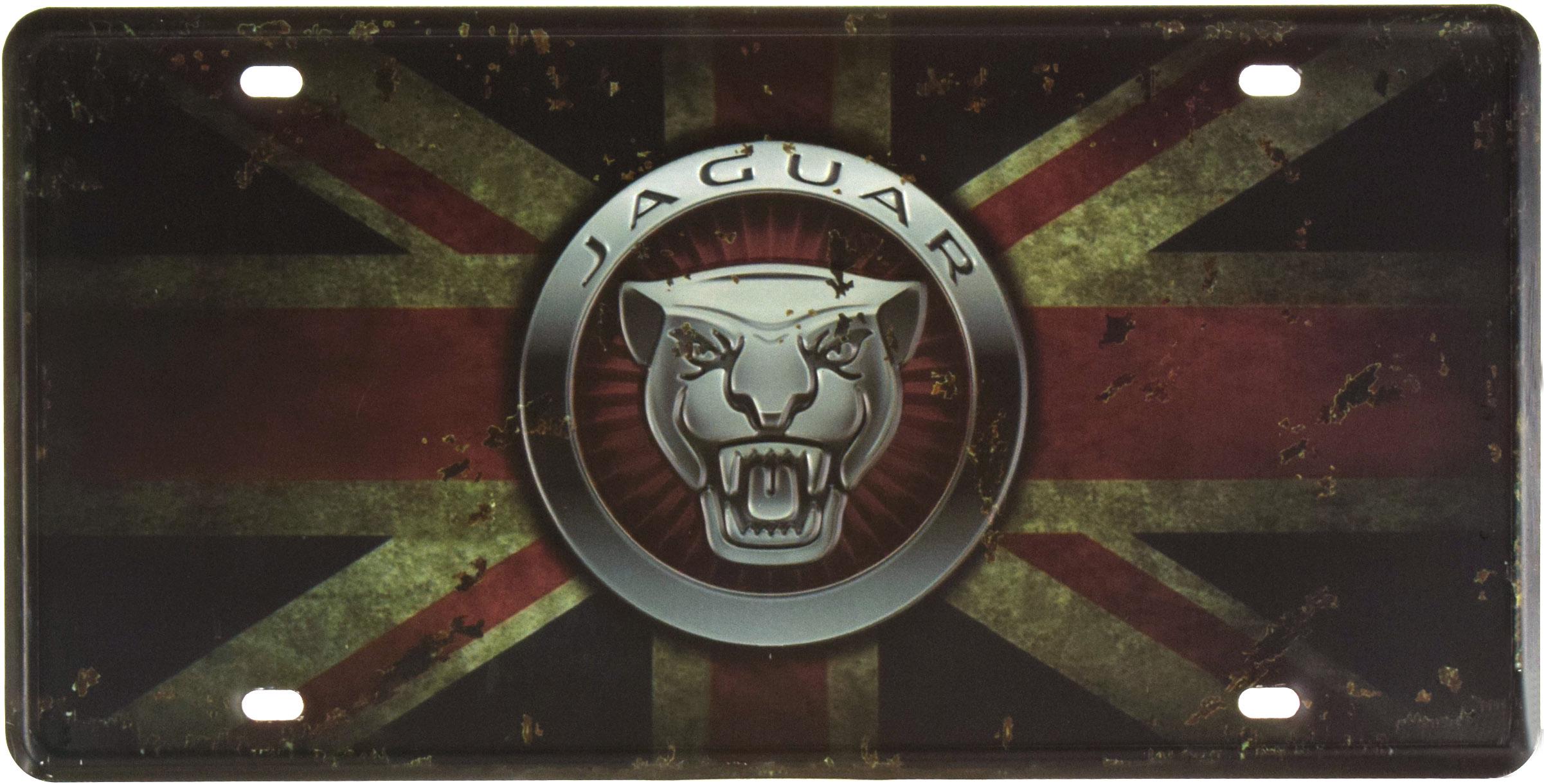 Табличка металлическая Ягуар/Jaguar Union Jack 15x30 см