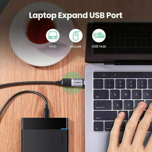 Адаптер Ugreen OTG Type-C to USB 3.0 с карабином Space Gray (US270) - фото 6