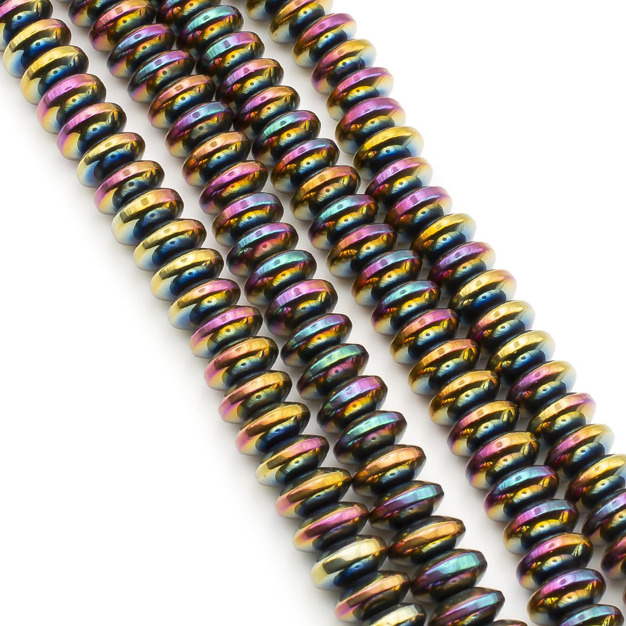 Бусины гематитовые Рондель 6х3 мм 40 см 140 шт. Радужный (БГ0603р52)