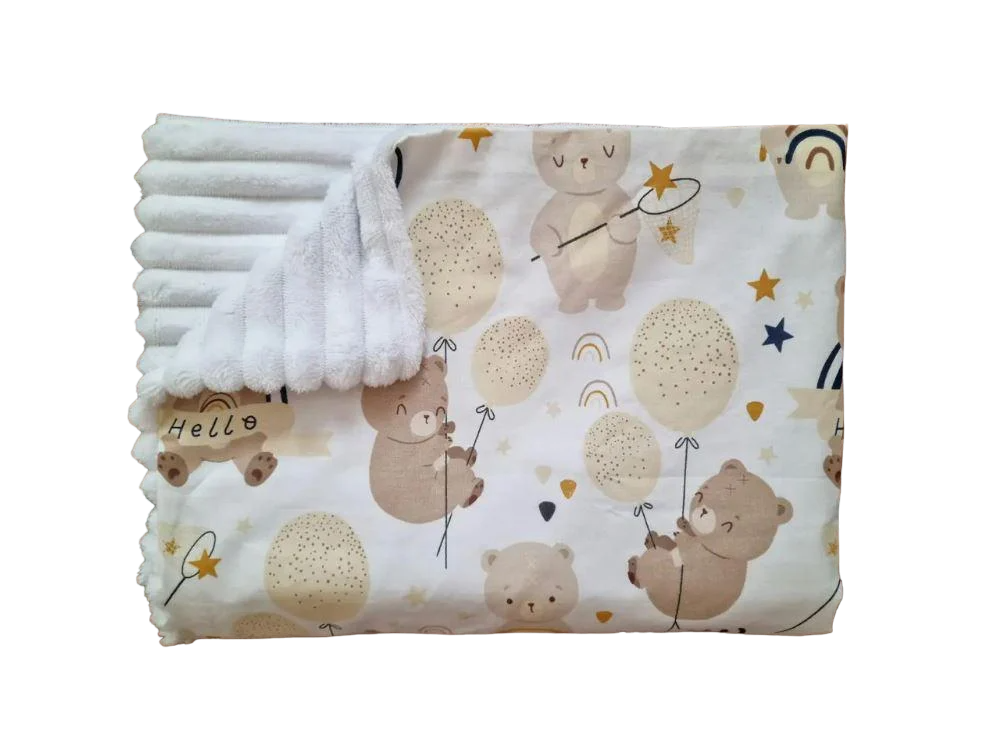 Плед детский BST для дома/прогулок/тележка в кроватку хлопок/плюш Бежевый (1797265629)