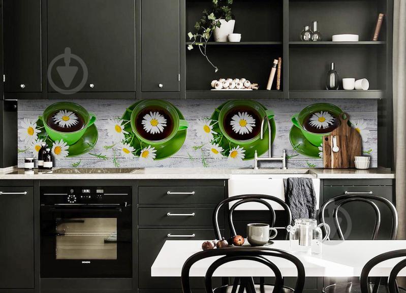 Скинали на кухню Zatarga «Ромашковый Чай» 600х2500 мм виниловая 3Д наклейка кухонный фартук самоклеящаяся Z180487 Скинали на кухню Zatarga «Ромашковый Чай» 600х2500 мм виниловая 3Д наклейка кухонный фартук самоклеящаяся Z180487