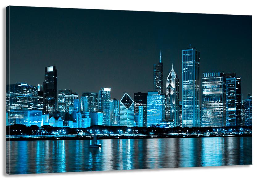 Картина на холсте в гостиную/спальню Ночной город 80х120 см (MLP_237)
