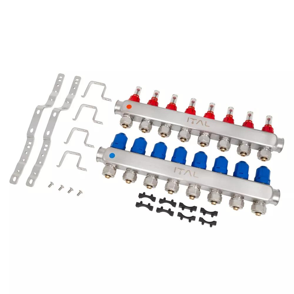 Колектор для теплої підлоги ITAL HC1-08 8 контурів з витратомірами 1"/3/4" (215350) - фото 2 Колектор для теплої підлоги ITAL HC1-08 8 контурів з витратомірами 1"/3/4" (215350) - фото 2
