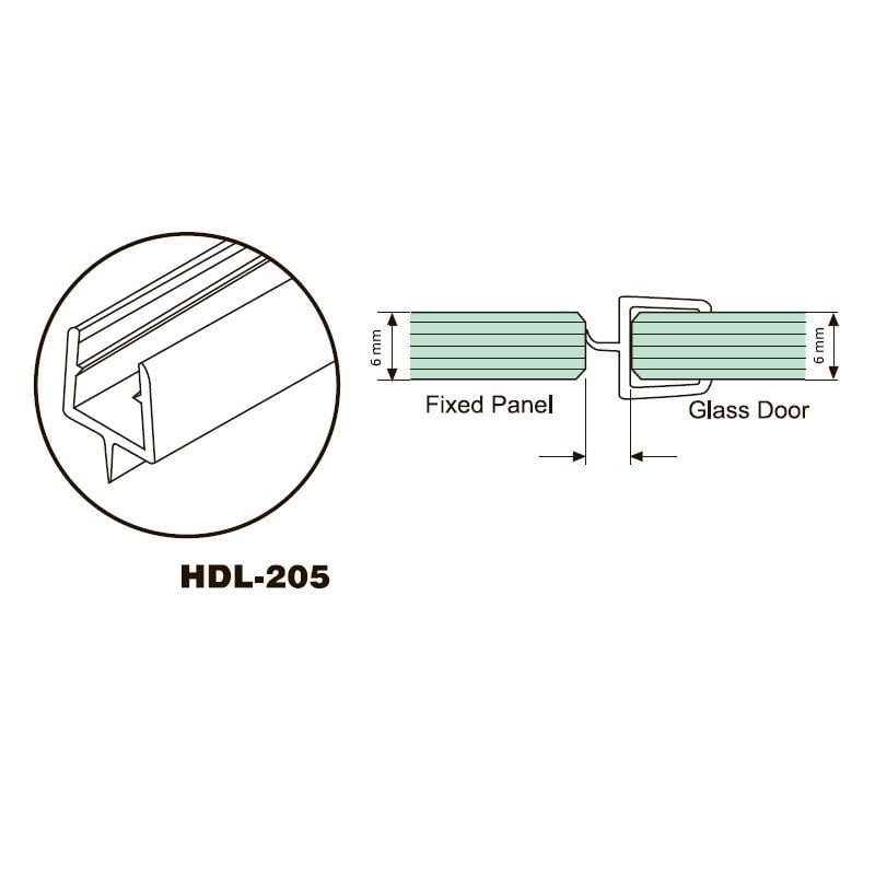 Ущільнювач для душових перегородок HaiDeLi HDL-205 скло 6 мм скло-стіна 90° (1860936161) - фото 2