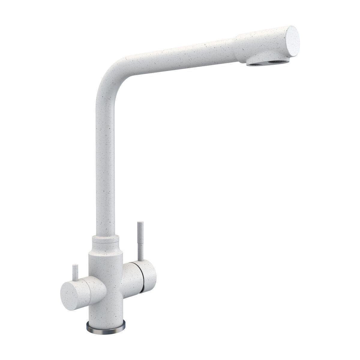 Смеситель для кухни под фильтр Platinum KT 8201/8626 двухрычажный Белый в точку (PLTM-SP000033363)