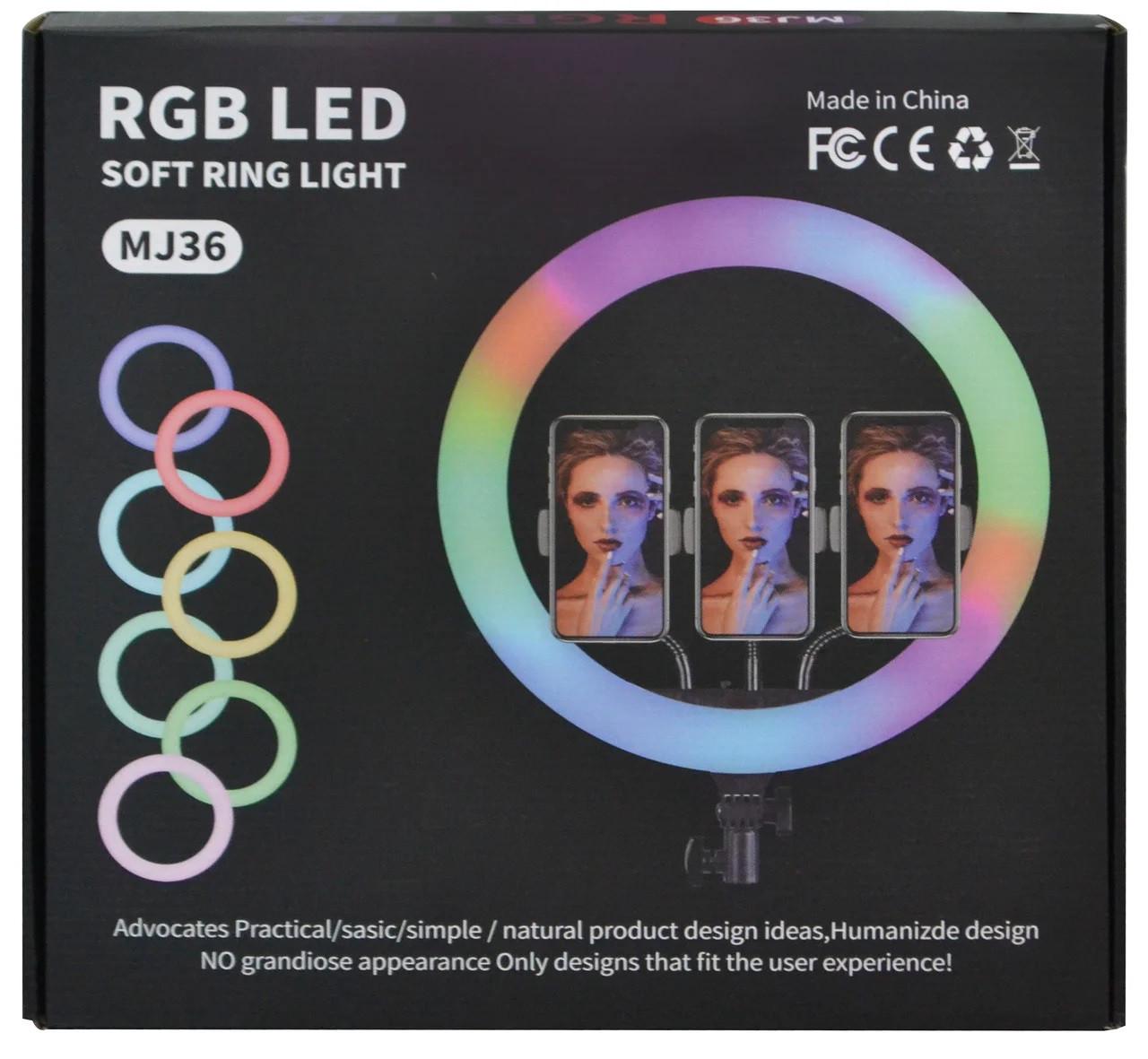 Кольцевая лампа Rias MJ36 LED RGB на 3 держателя USB управление на проводе 36 см Разноцветный - фото 5 Кольцевая лампа Rias MJ36 LED RGB на 3 держателя USB управление на проводе 36 см Разноцветный - фото 5