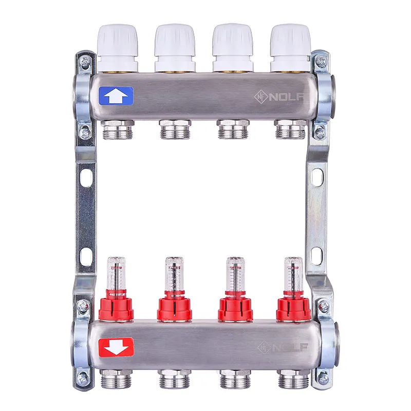 Коллекторный блок с расходомерами Nolf NF.2100-04S 1" 4 выхода нержавеющая сталь (NF3018)