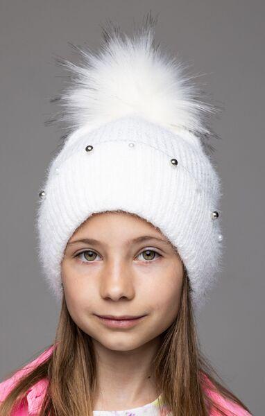 Шапка детская для девочек Джойс D916 флис 50-54 см Белый