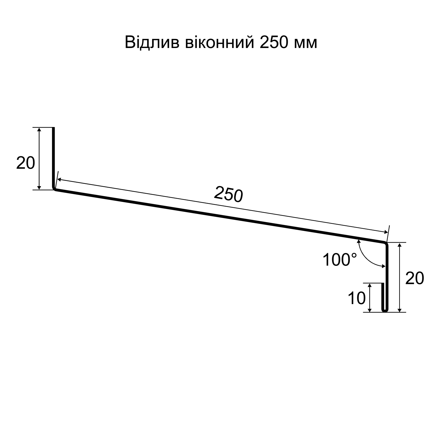 Відлив віконний підвіконня Partner 250х1000 Ral 9003 поліестер Білий (379851861) - фото 2