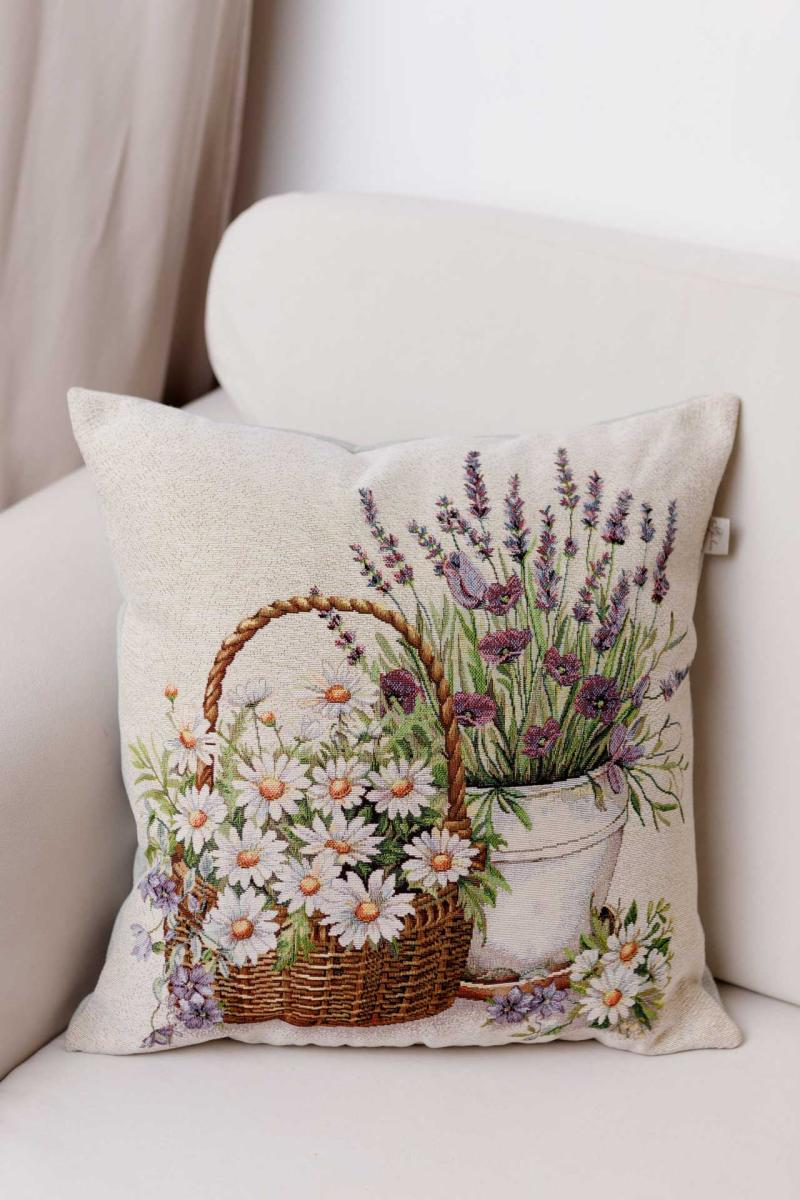 Подушка декоративна Ромашки в кошику 45х45 см (039168)