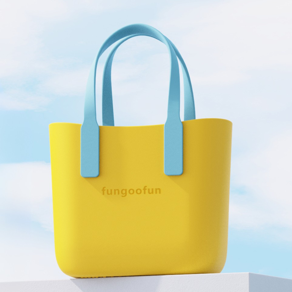 Женская сумка шоппер Fungoofun силиконовая на плечо водонепроницаемая с подкладкой молнии Желтый