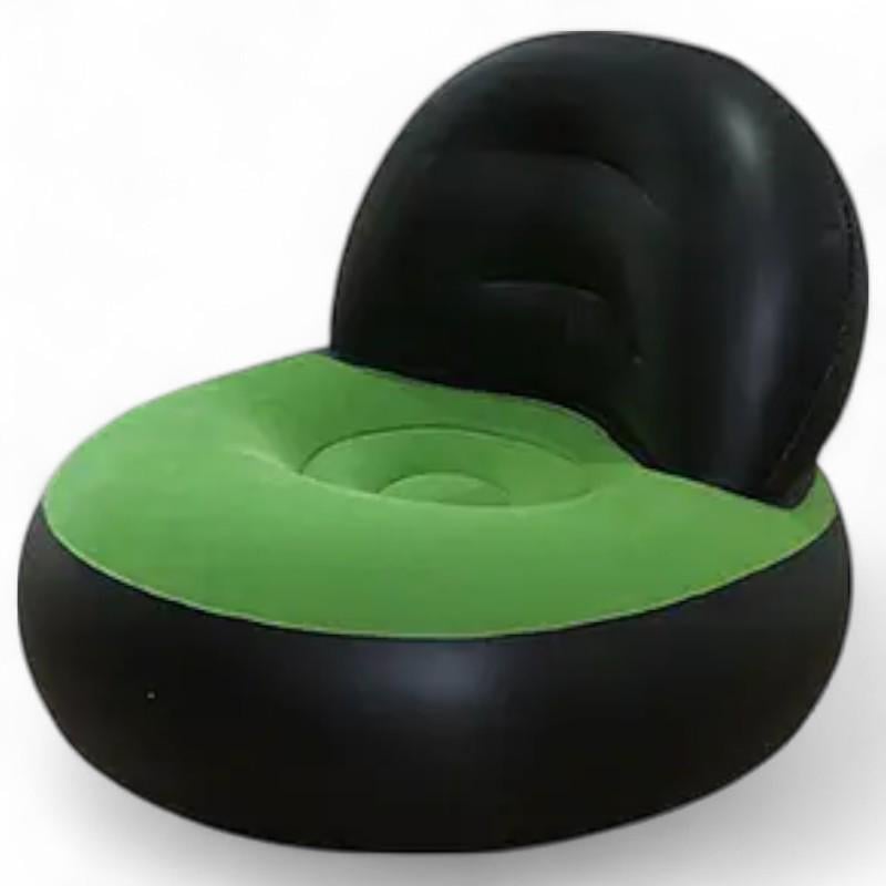 Крісло надувне Lazy Couch флоковане покриття 105х105х65 см Чорно-Зелений - фото 1 Крісло надувне Lazy Couch флоковане покриття 105х105х65 см Чорно-Зелений - фото 1