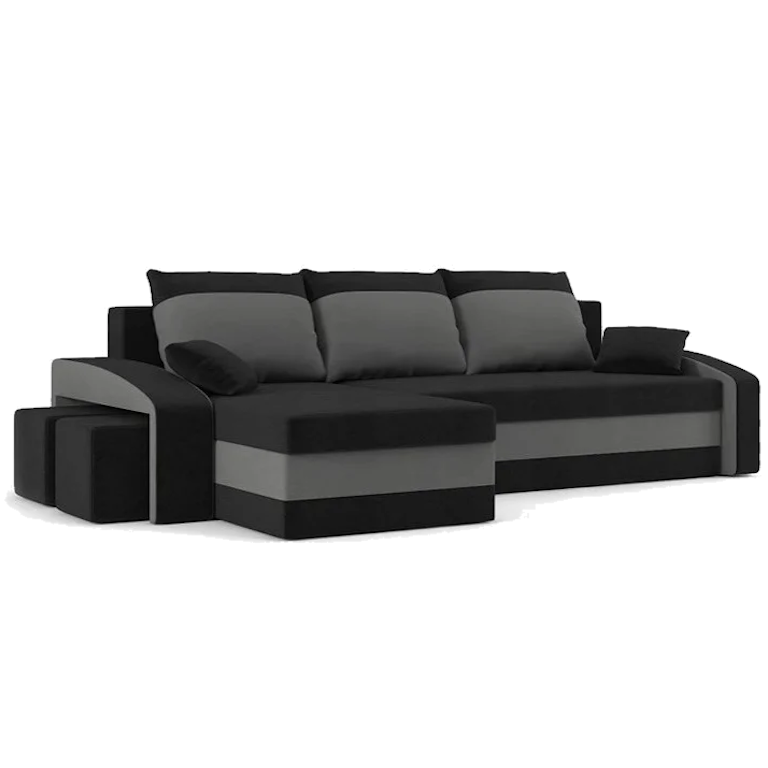 Диван кутовий Хелвет 258х140 см з пуфами 2 шт. Чорний/Сірий (28118888) Диван кутовий Хелвет 258х140 см з пуфами 2 шт. Чорний/Сірий (28118888)