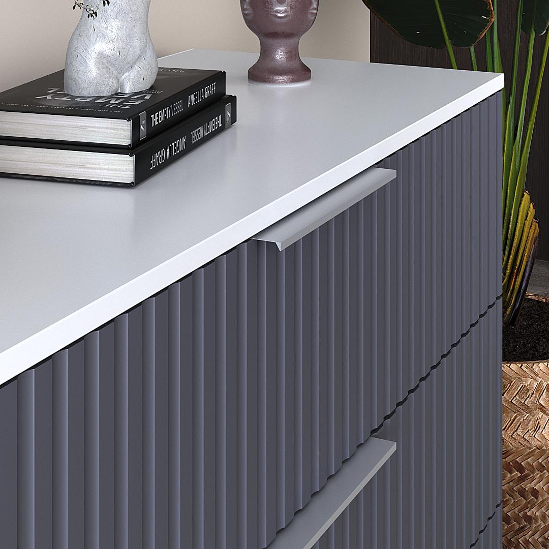 Комод DiPortes Саванна К-30 МДФ 100х76х40 см Белый/Графитовый матовый (00607) - фото 4 Комод DiPortes Саванна К-30 МДФ 100х76х40 см Белый/Графитовый матовый (00607) - фото 4