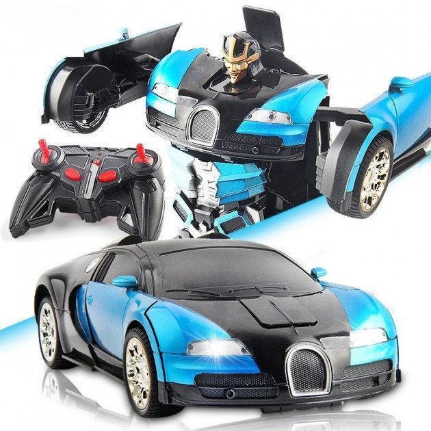 Машинка-трансформер Car Robot Bugatti Size12 на радиоуправлении Синий - фото 7