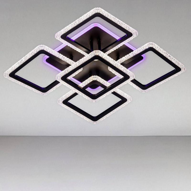 Потолочная люстра LED с подсветкой Light House SC-18205/4+1C 130W+14W 2.4G 530х530х120 мм Черный 