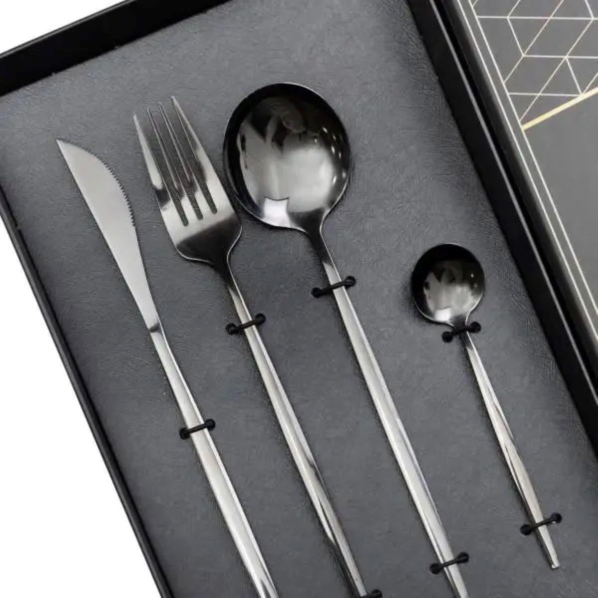 Набор столовых приборов на 6 персон 24 предмета Черный (6563) - фото 4