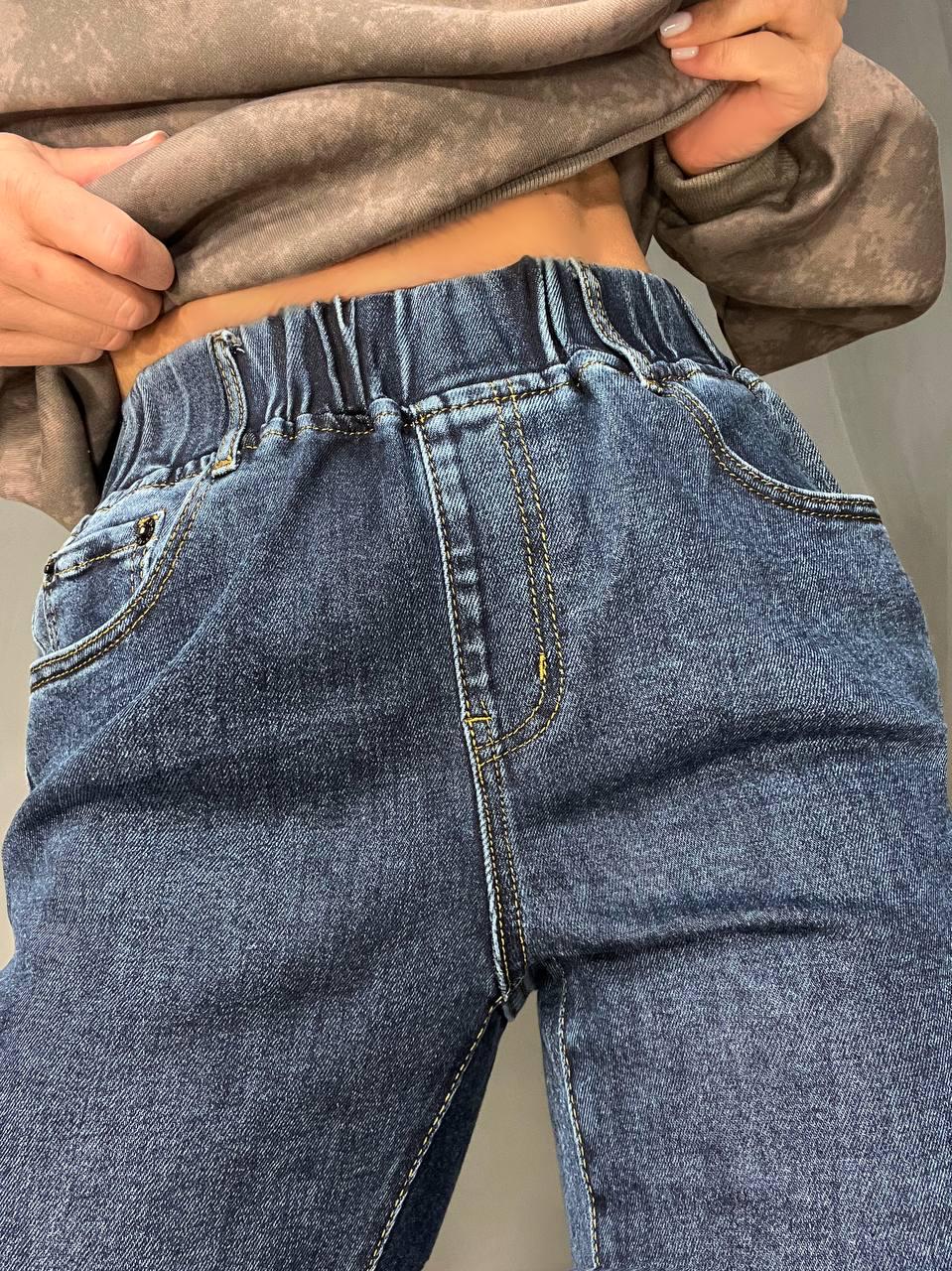 Джинсы женские Vanver 8003 MOM jeans с резинкой на талии стрейчевые высокая посадка р. 36 Темно-синий (3298) - фото 2