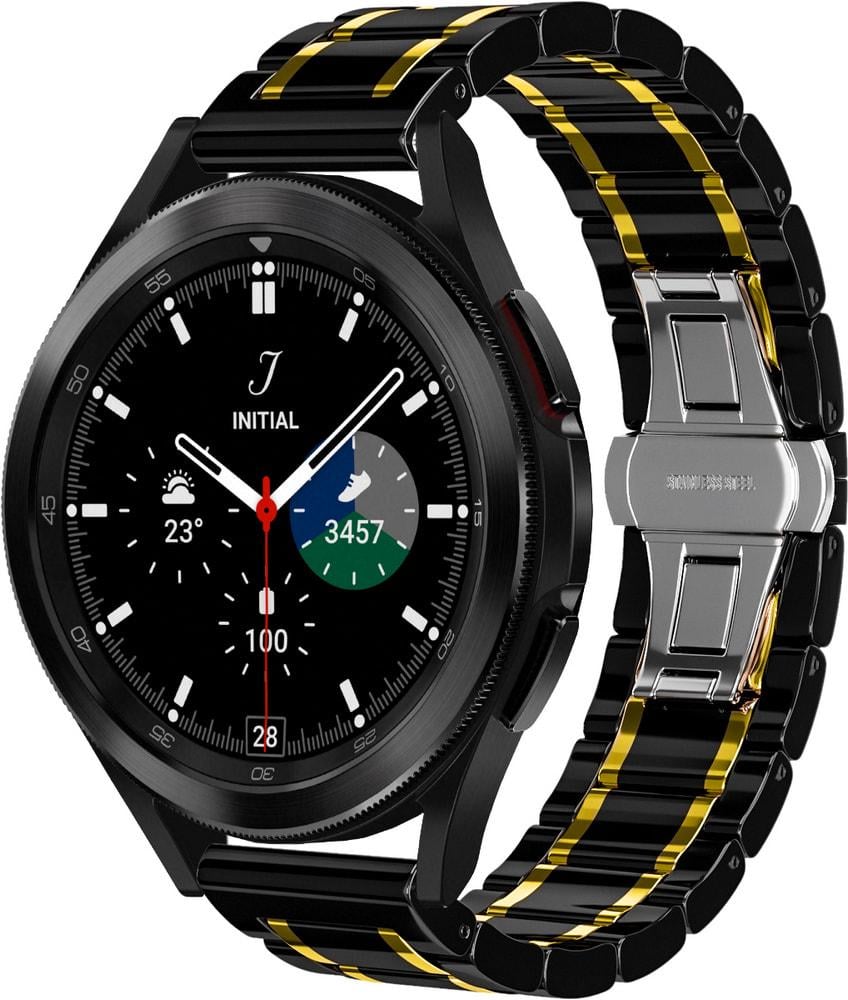 Ремешок керамический Ceramo для Galaxy Watch 4 Classic 46 мм Black/Gold (28728-02)