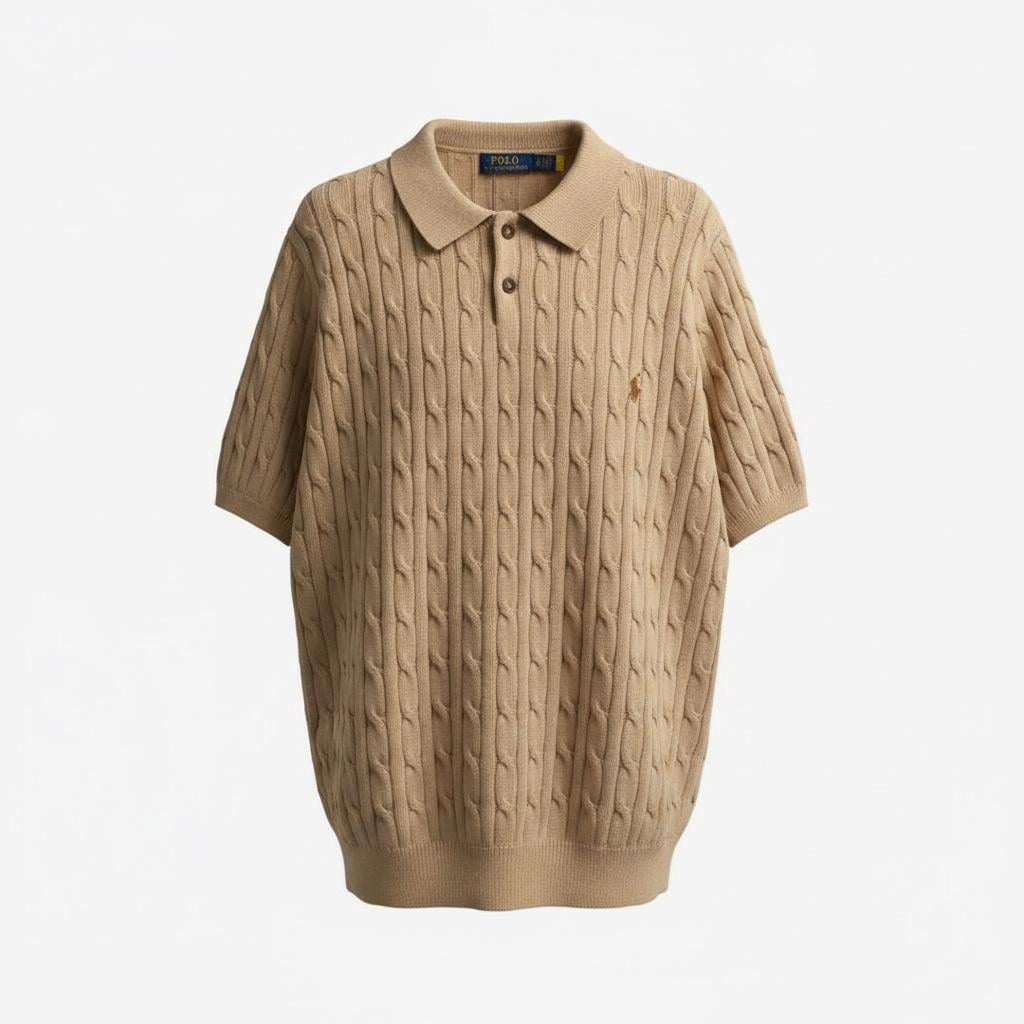 Футболка мужская поло в стиле Ralph Lauren Cable Shirt L Бежевый (RL13001.9L)