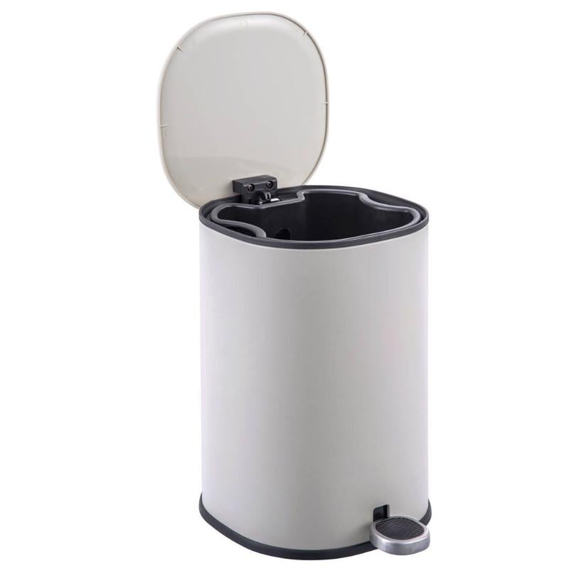 Мусорное ведро овальное Zerix Prime-TC0105 с плавным закрыванием 5 л Белый (ZX5901) - фото 3