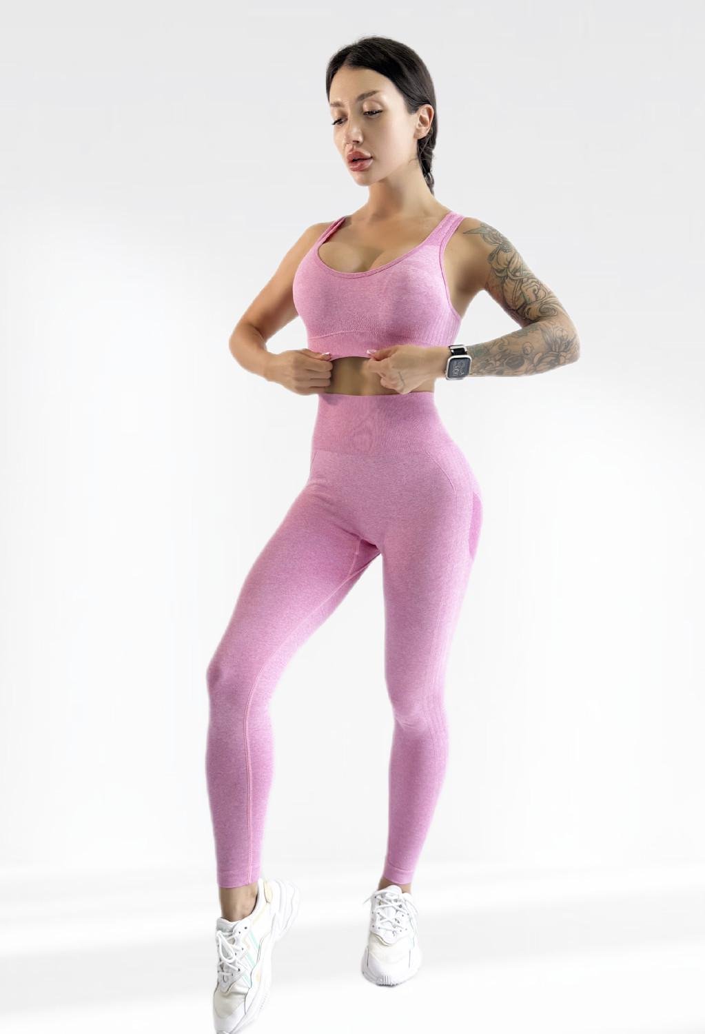 Костюм для фитнеса женский LILAFIT лосины пуш ап/топ S Розовый (LFS000153)