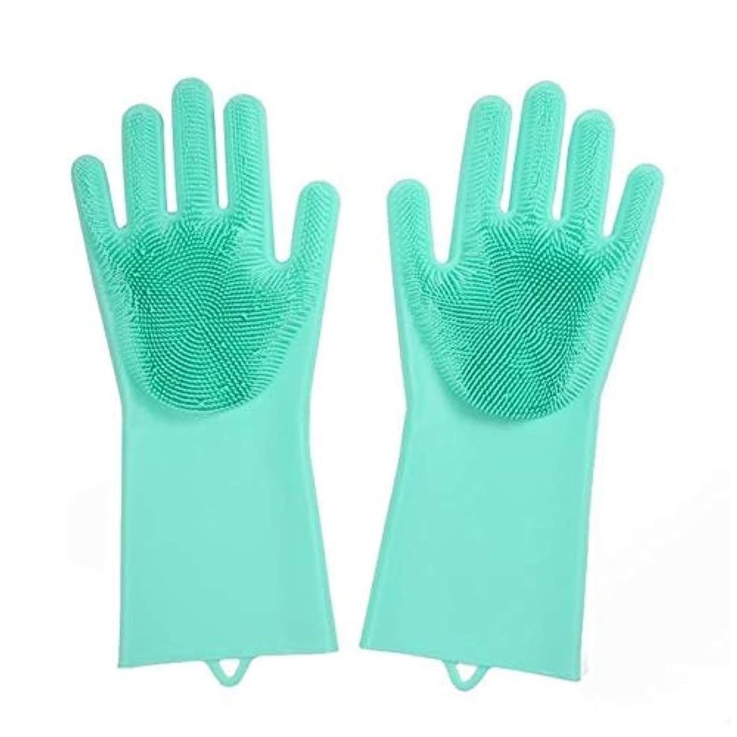 Перчатка силиконовая Magic Silicone Gloves для уборки/чистки и мытья посуды 2 шт. Бирюзовый (86829)